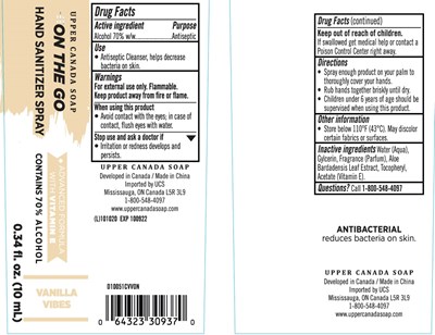 Image Description (On The Go Hand Sanitizer Vanilla Vibes 70vv 10 mL)